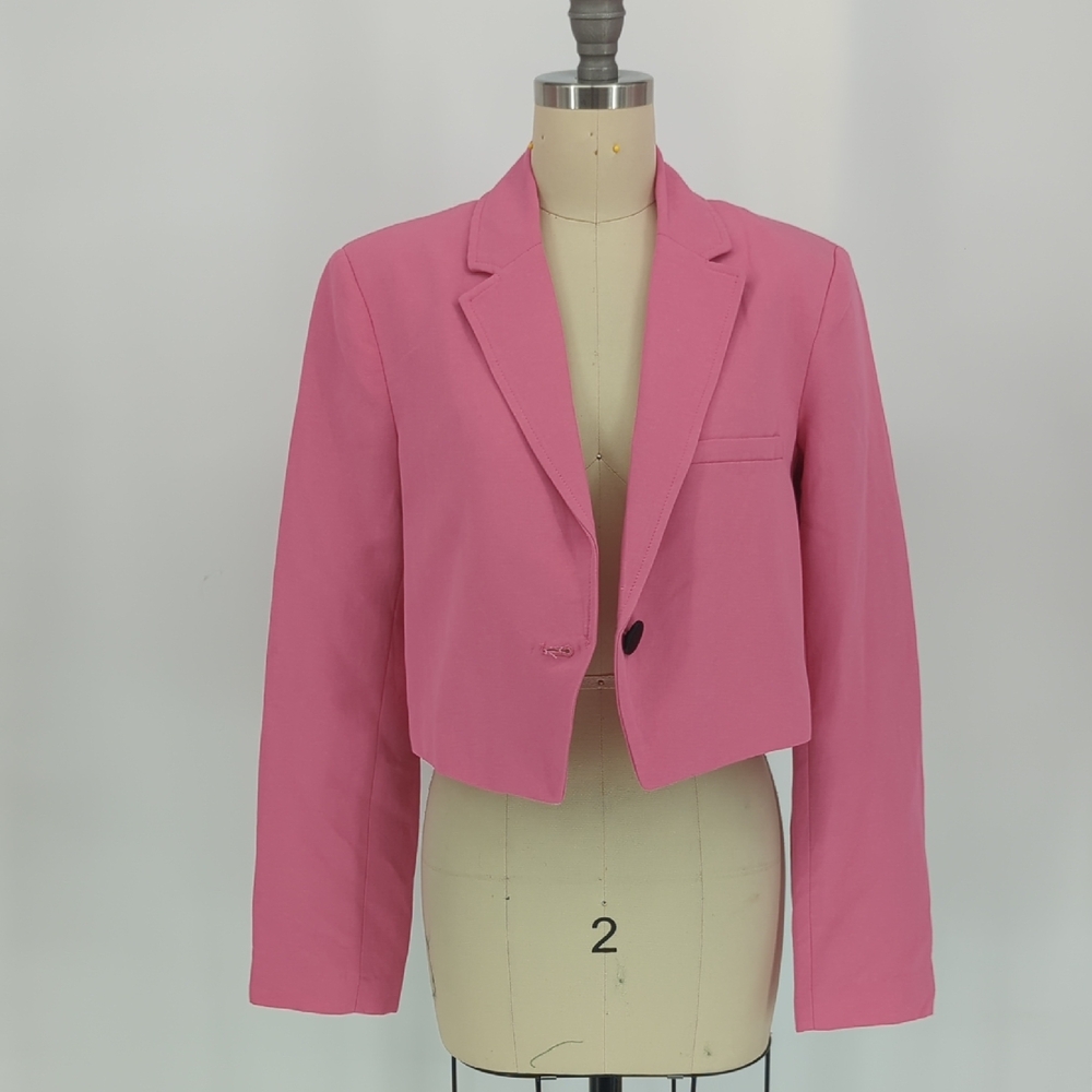 01377 Zara Cropped Blazer Pink size XSmall 90s y2k preppy Business casual spring